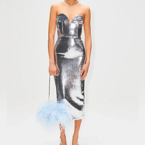 Alex Perry Hunter MIDI Dress Silver - Picture 5 of 10